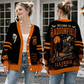 Haunted Town Halloween Cardigan, Slasher Horror Sweater, Creepy Haunted House Cardigan, Halloween Horror Gift