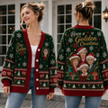 Retro Christmas Women Knit Cardigan, Vintage Holiday Button Sweater, Festive Grandma Christmas Cardigan, Christmas Gift for Her