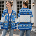 Sisters Christmas Knit Cardigan, Vintage Blue Holiday Sweater, Retro Winter Button Up Cardigan, Matching Sister Christmas Gift