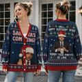 Funny Office Christmas Knit Cardigan, Retro Workplace Holiday Sweater, Festive Boss Button Up Cardigan, TV Comedy Fan Gift