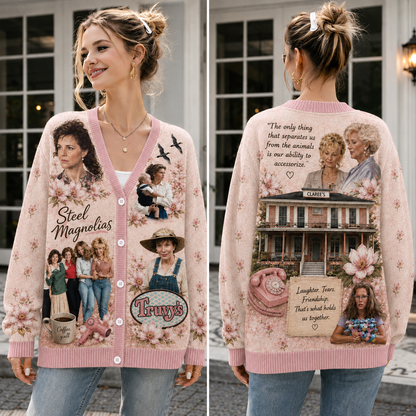 Southern Women Friendship Cardigan, Vintage Floral Knit Sweater, Retro Best Friends Button Cardigan, Gift for Her