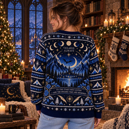 Rhysand To The Stars Who Listen knit ugly Christmas sweater - back
