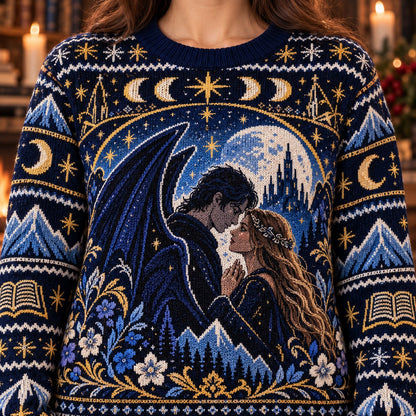 Rhysand and Feyre knit ugly Christmas sweater - knit close-up