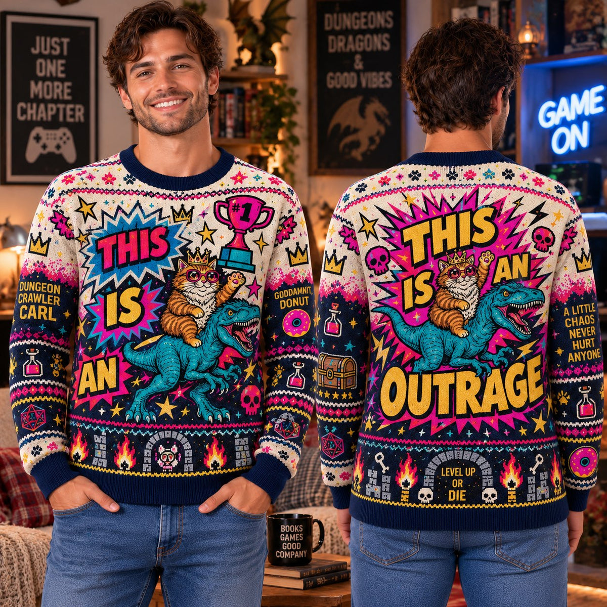 This Is An Outrage Princess Donut Knit Ugly Christmas Sweater