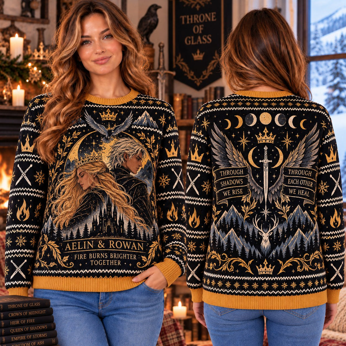 Aelin & Rowan Fire Burns Brighter Knit Ugly Christmas Sweater