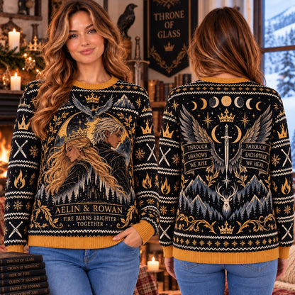 Aelin & Rowan Fire Burns Brighter Knit Ugly Christmas Sweater