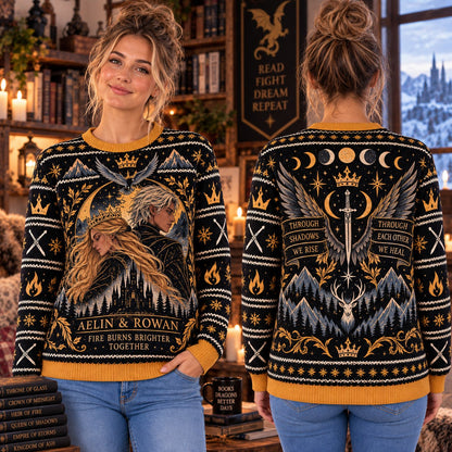 Aelin & Rowan Fire Burns Brighter Knit Ugly Christmas Sweater