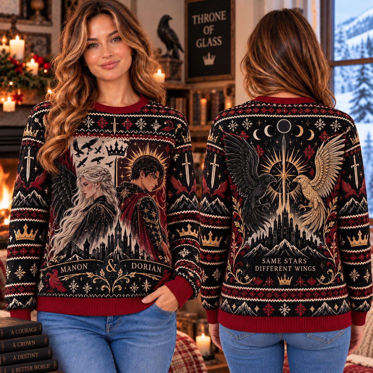 Manon & Dorian Same Stars Different Wings Knit Ugly Christmas Sweater