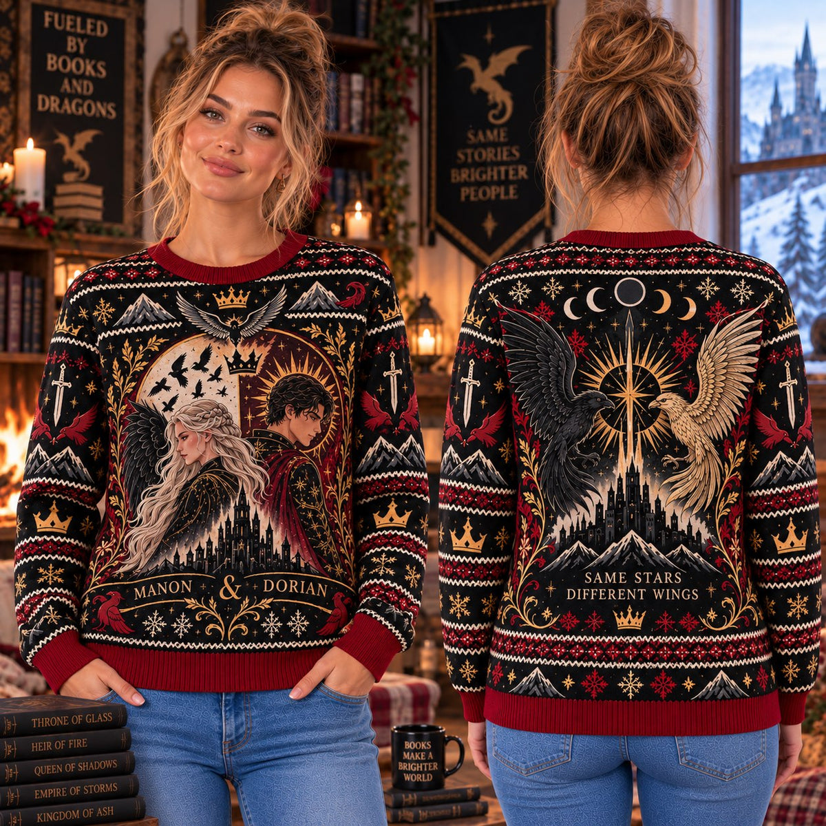 Manon & Dorian Same Stars Different Wings Knit Ugly Christmas Sweater
