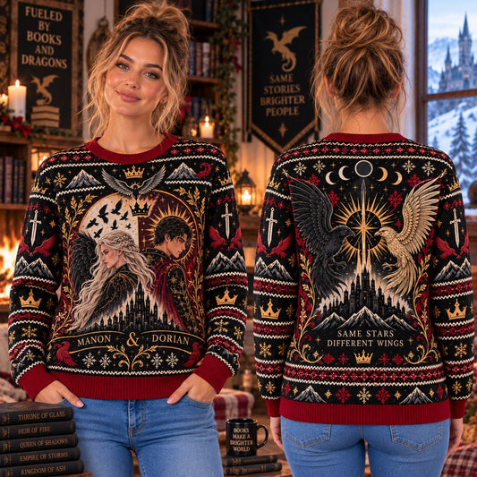 Manon & Dorian Same Stars Different Wings Knit Ugly Christmas Sweater