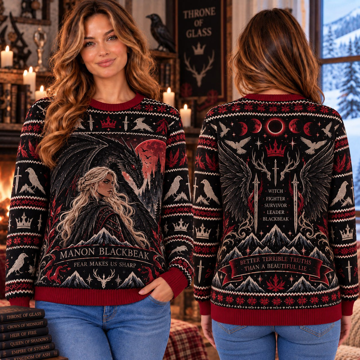 Manon Blackbeak Fear Makes Us Sharp Knit Ugly Christmas Sweater