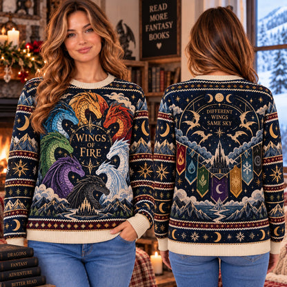 Wings of Fire Different Wings Same Sky Knit Ugly Christmas Sweater
