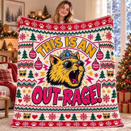 This Is An Outrage Christmas Blanket - held up