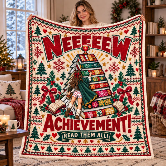 Neeeew Achievement Christmas Blanket - held up