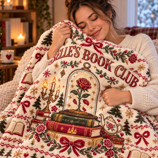 Belle's Book Club Blanket - cozy fleece close-up