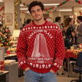 1988 Skyscraper Christmas Party Red Knit Ugly Christmas Sweater – Retro Action Movie Skull Holiday Gift