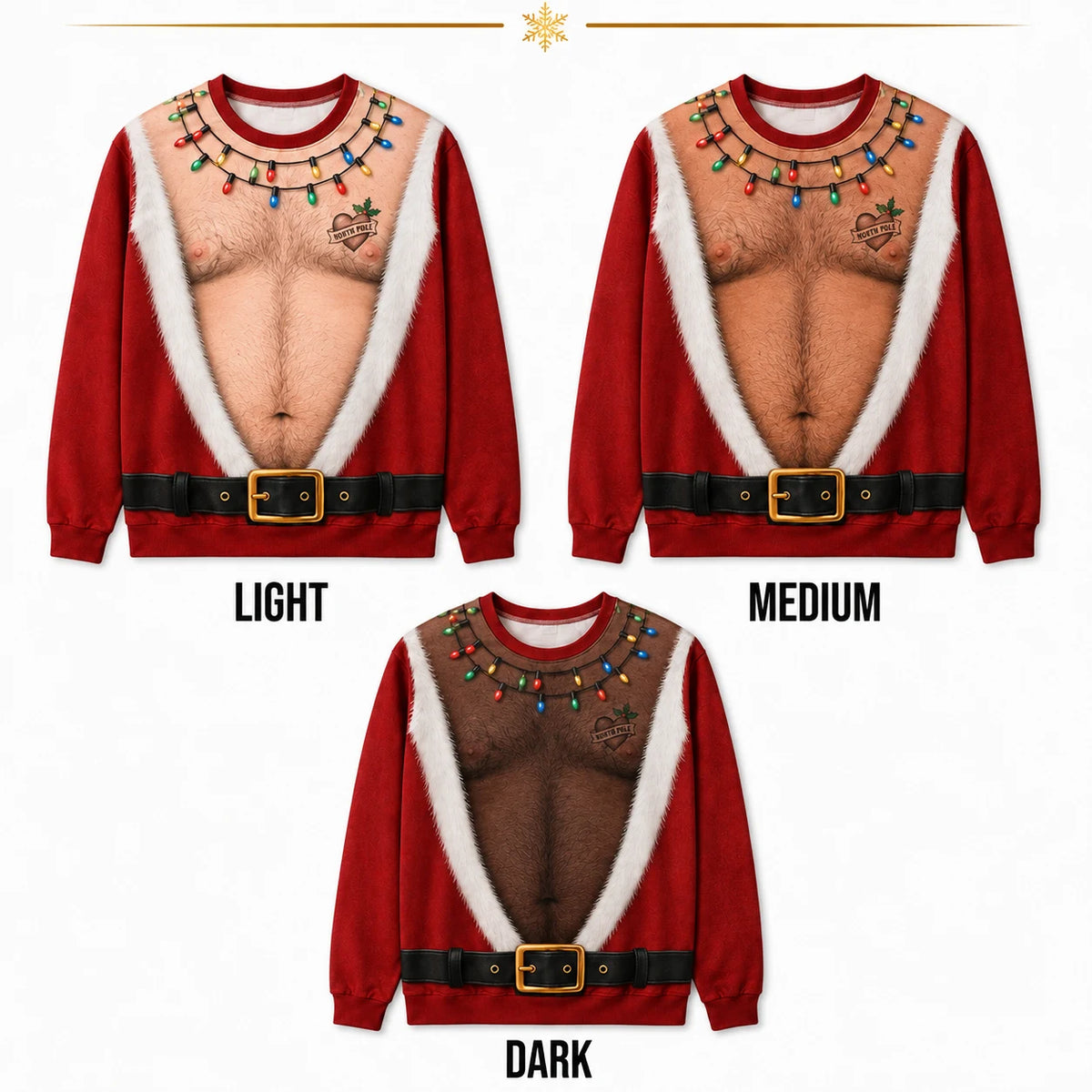 Funny Couples Matching Christmas Pajamas - Naughty Santa Body Print Pajama Set