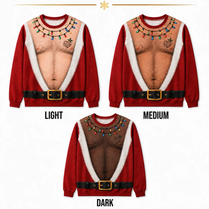 Funny Couples Matching Christmas Pajamas - Naughty Santa Body Print Pajama Set