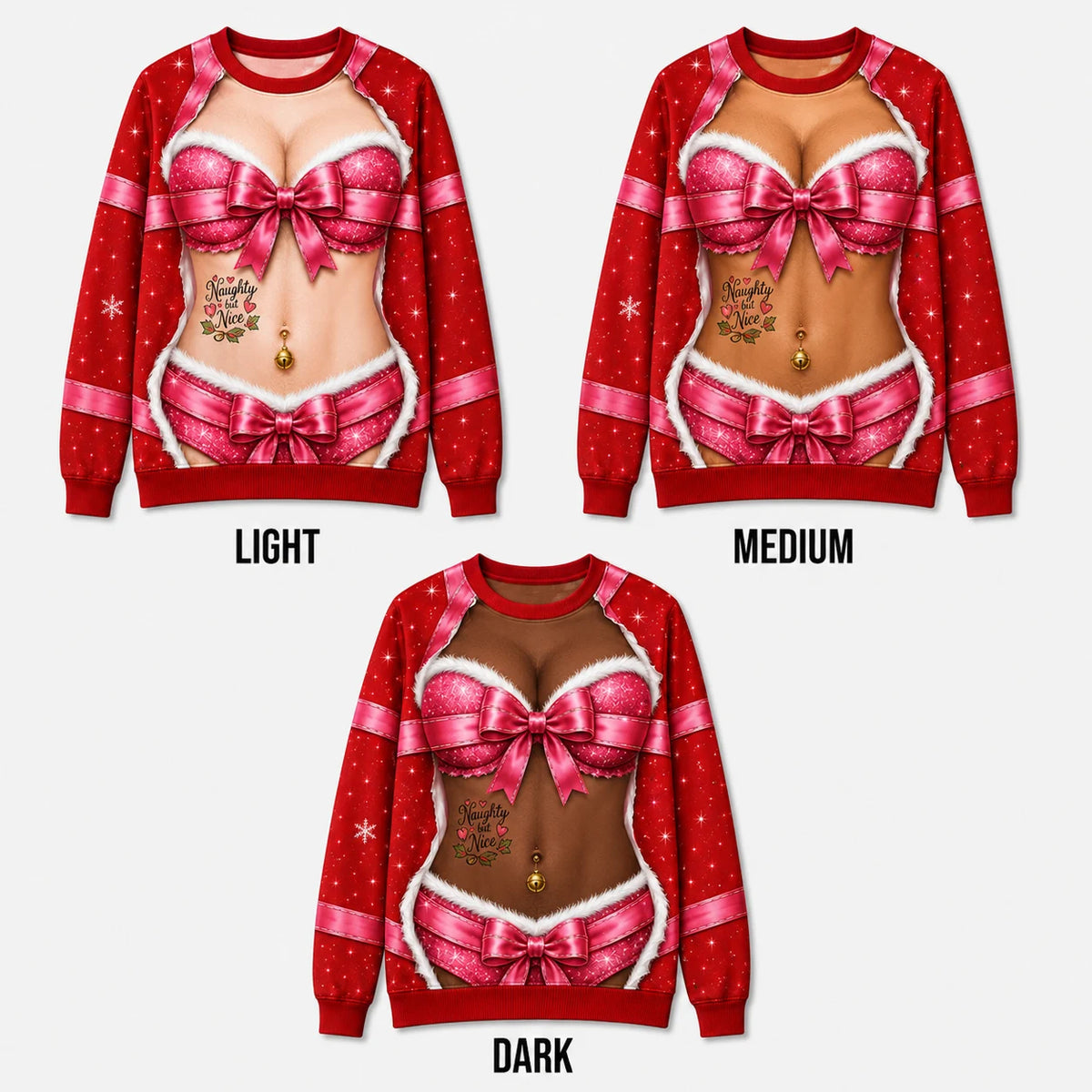 Funny Couples Matching Christmas Pajamas - Naughty Santa Body Print Pajama Set