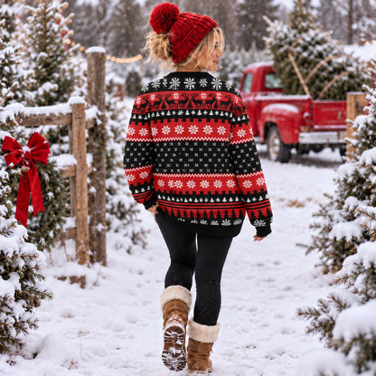 Laughing Cheers Man Red Black Knit Ugly Christmas Sweater - view 4