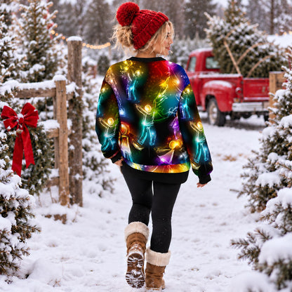 Neon Glow Angels Rainbow Knit Ugly Christmas Sweater - view 4