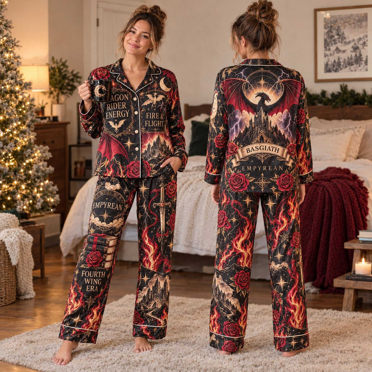 Fourth Wing Pajama Set - front and back view