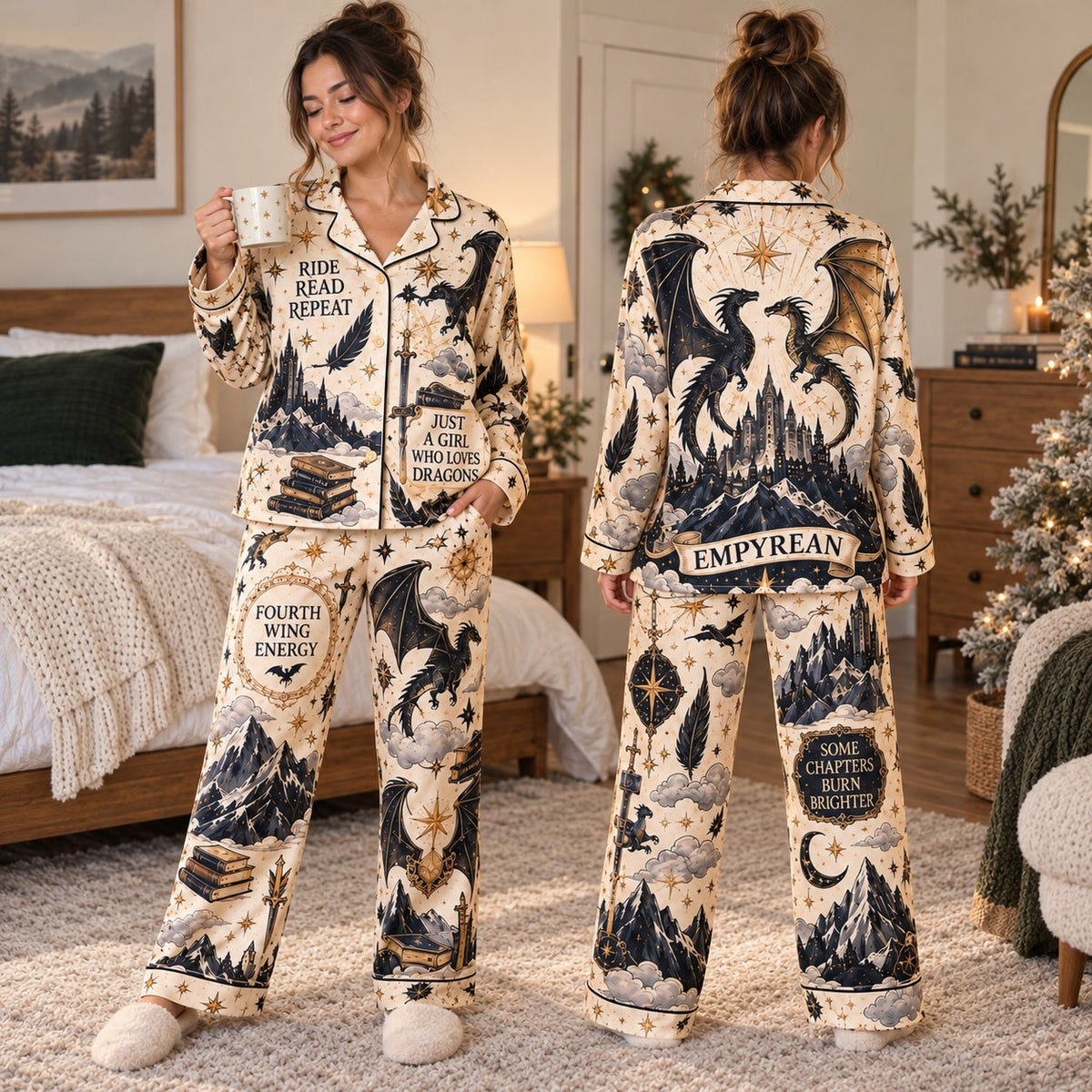 Fourth Wing Pajama Set - front and back view