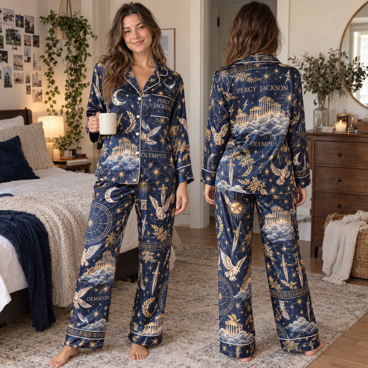 Percy Jackson Olympus Pajama Set - front and back view