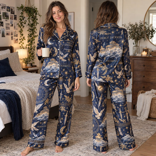 Percy Jackson Olympus Pajama Set - front and back view