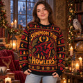 Summon the Howlers Wolf Knit Ugly Christmas Sweater – Fantasy Wolf Pack Moon Bookish Gift