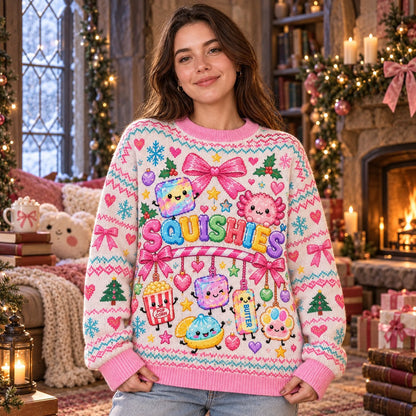 Squishies Kawaii knit ugly Christmas sweater - front