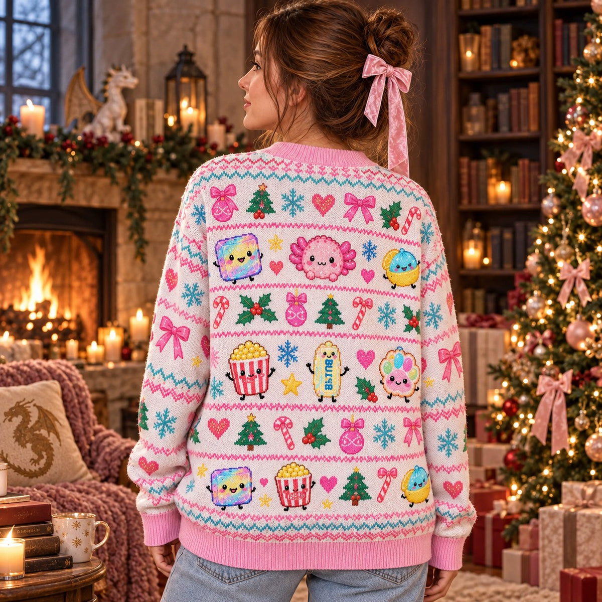 Squishies Kawaii knit ugly Christmas sweater - back