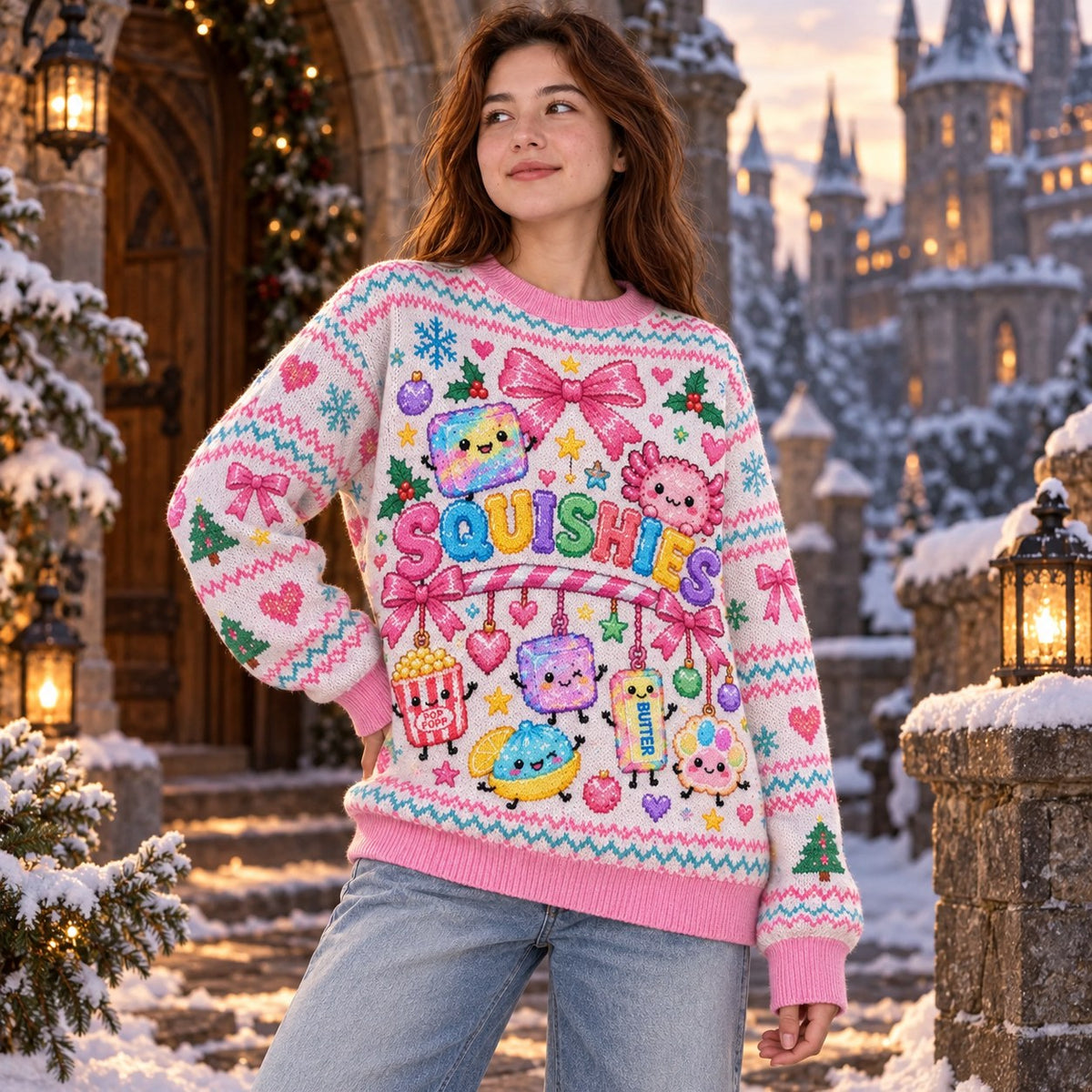Squishies Kawaii knit ugly Christmas sweater - worn