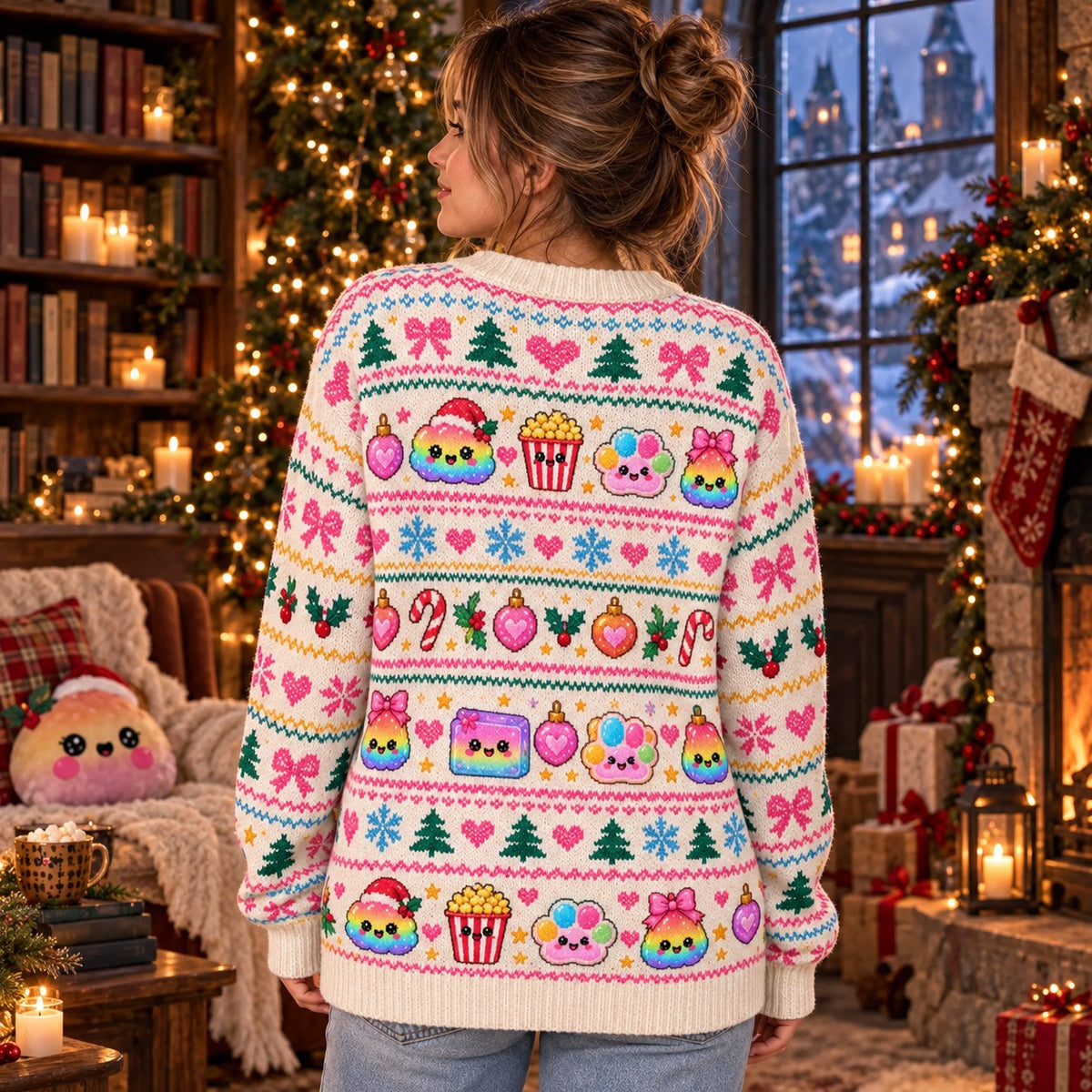 Just a Girl Who Loves Squishies knit ugly Christmas sweater - back