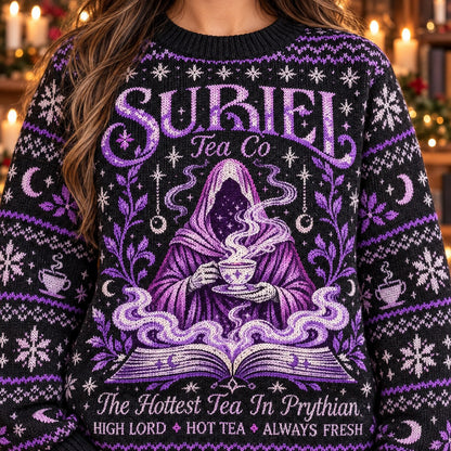 Suriel Tea Co knit ugly Christmas sweater - knit close-up