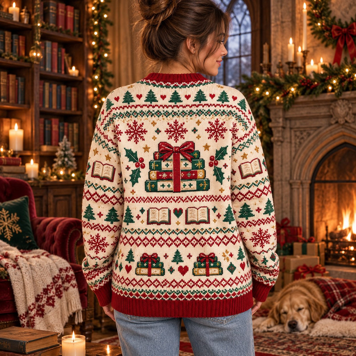 New Achievement Read Them All knit ugly Christmas sweater - back