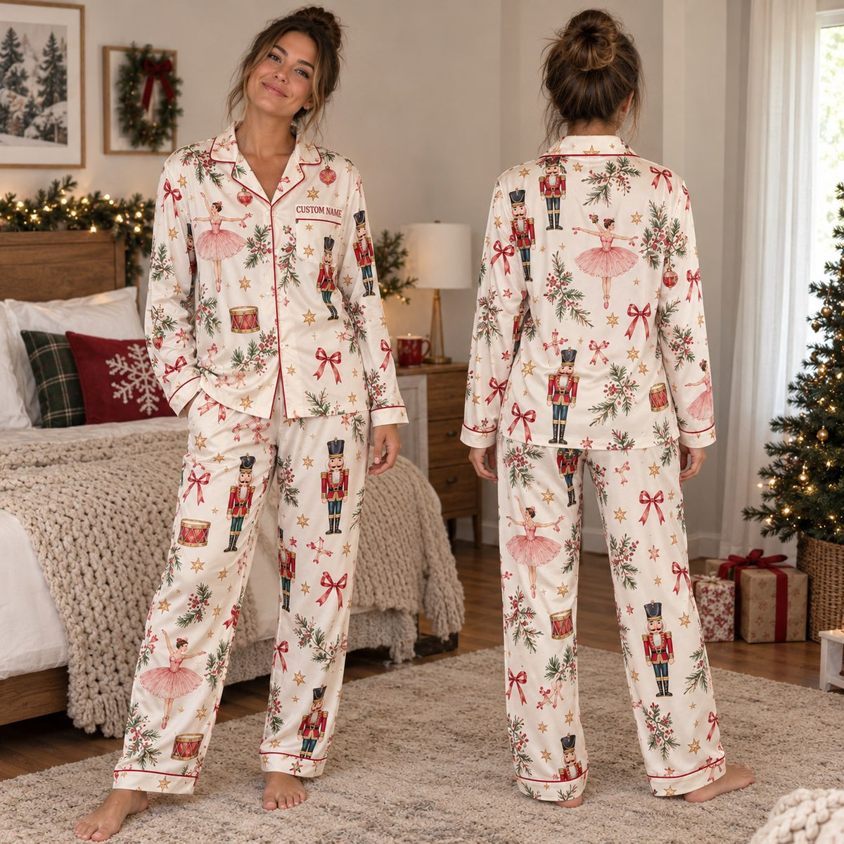 Personalized Nutcracker Pajama Set - front and back view