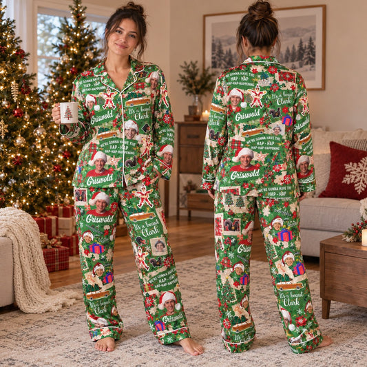 Christmas Vacation Collage Pajama Set - front and back view