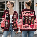 In October We Wear Pink Horror Cardigan - Villains Breast Cancer Awareness Sweater