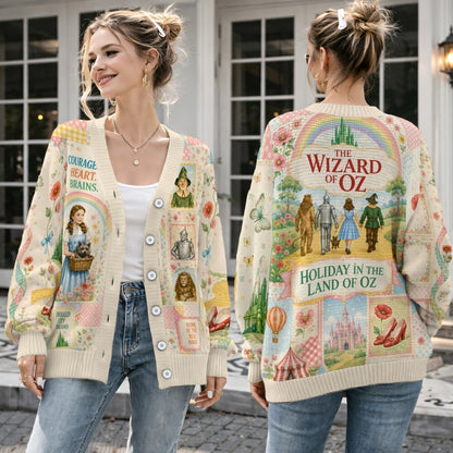 Emerald City Fantasy Cardigan, Magical Adventure Patchwork Sweater, Vintage Fairytale Cardigan, Fantasy Gift