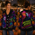 Boogeyman Halloween Cardigan, Retro Slasher Horror Sweater, Neon Halloween Cardigan, Creepy Horror Fan Gift