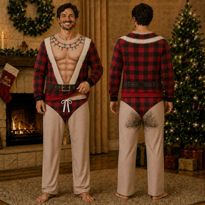 Mens fake muscle sweater Buffalo Plaid design