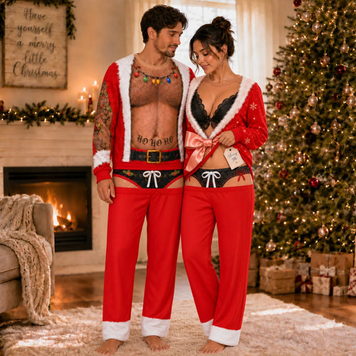 Naughty Couples Ugly Christmas Sweaters - Ho Ho Ho His & Her Set
