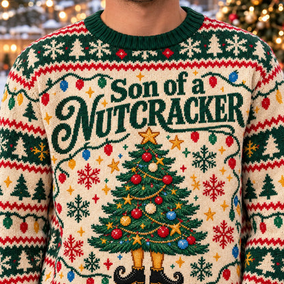 Son of a Nutcracker knit ugly Christmas sweater - knit close-up