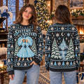 Sisters Sisters White Christmas Knit Ugly Christmas Sweater – Classic Movie Blue Winter Gift