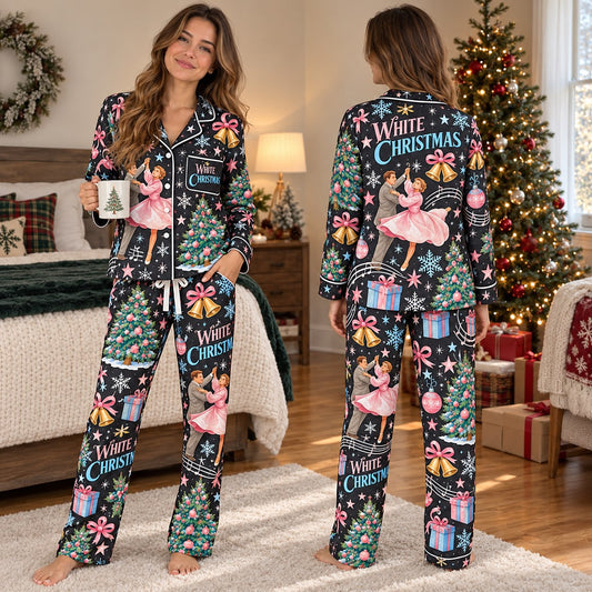White Christmas Pajama Set - front and back view