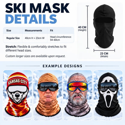 Funny Ski Mask - Realistic Old Man Face Balaclava, Ski Trip Gag Gift