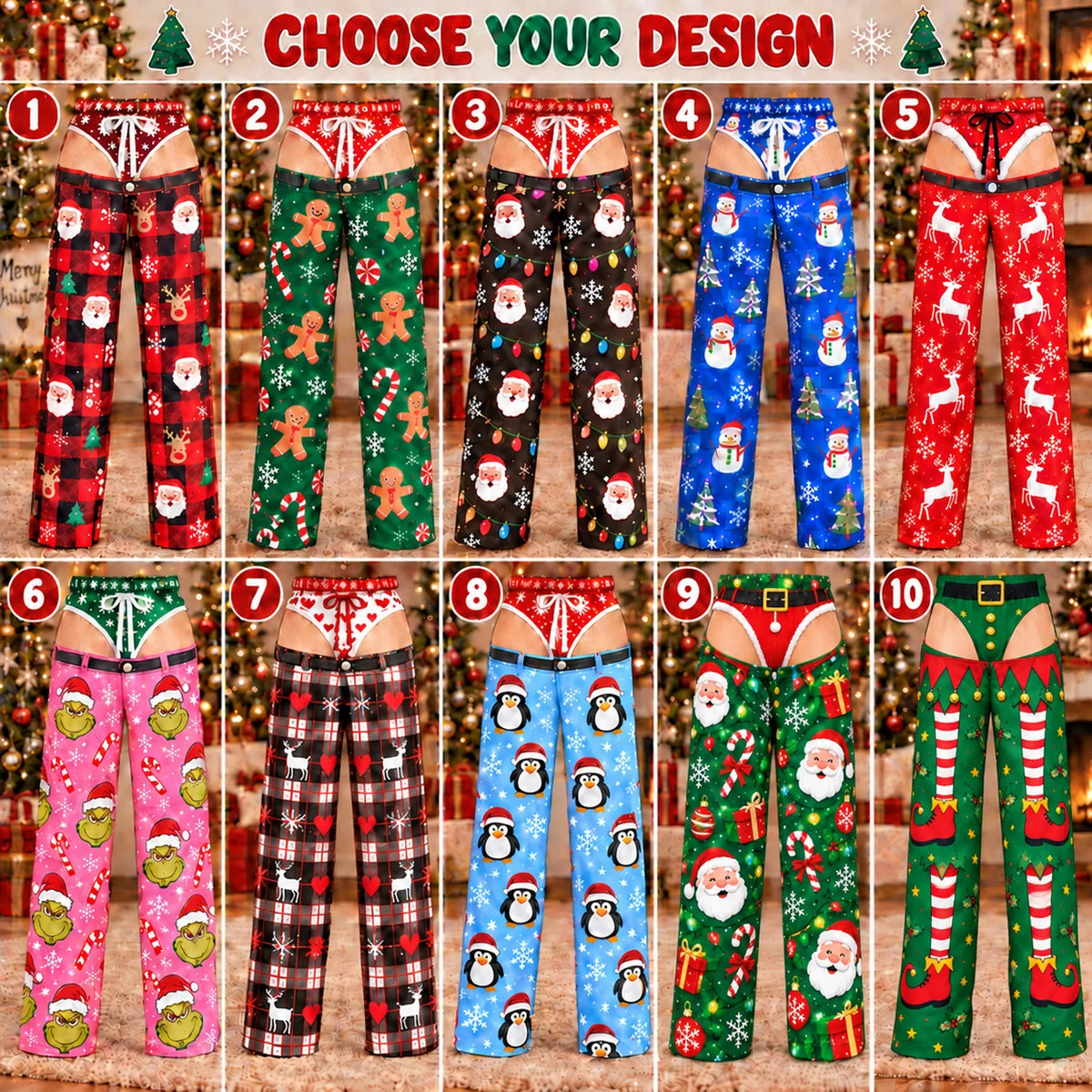 Ten Christmas pajama pants designs to choose from