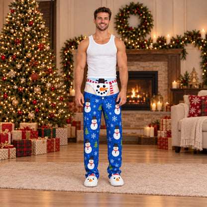 Red green character Christmas pajama pants front and back view