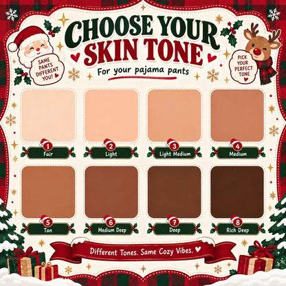 Five skin tone options for Christmas pajama pants